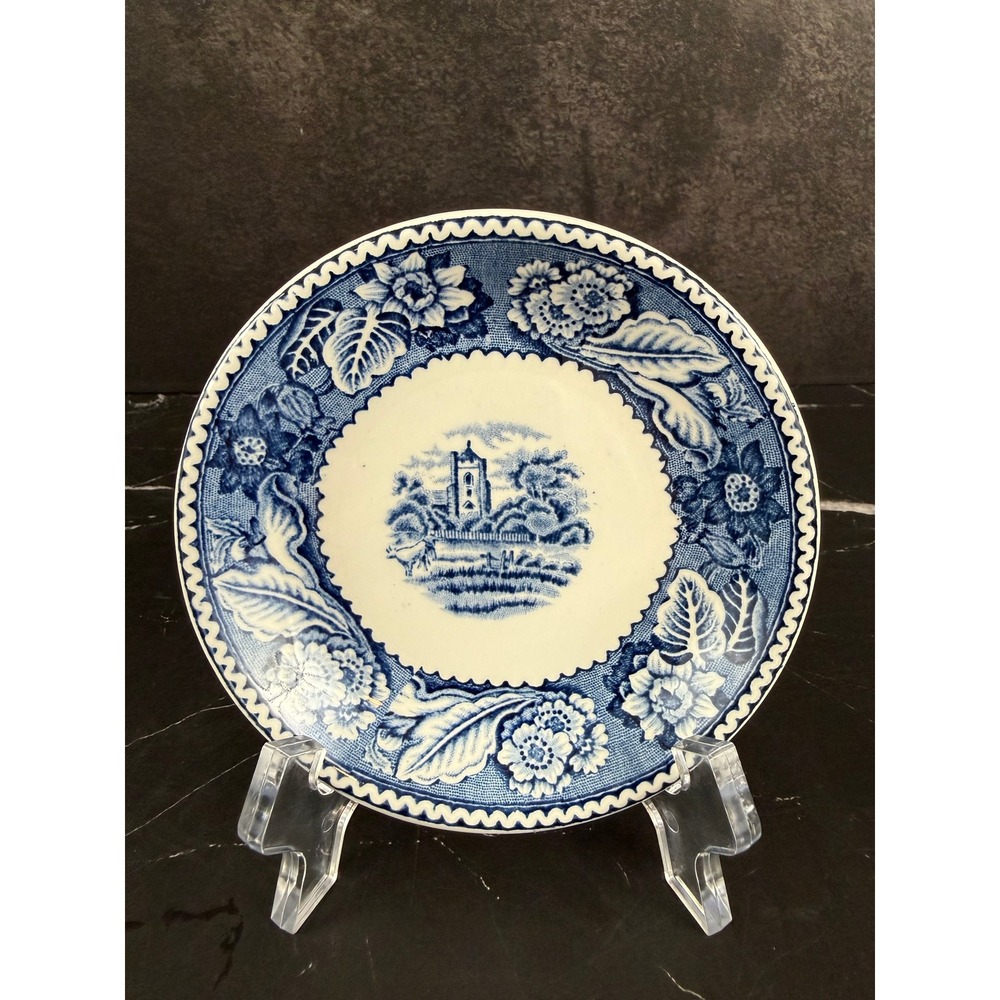 VTG Wood & Sons Woodland Blue and White Porcelain Coaster 4 3/8in